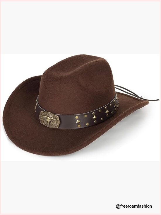 Classic Western Felt Cowboy Hat with Buckle, Adjustable main image 4